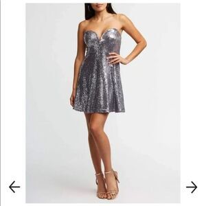 Charlotte‎ Russe Silver Sequin skater dress